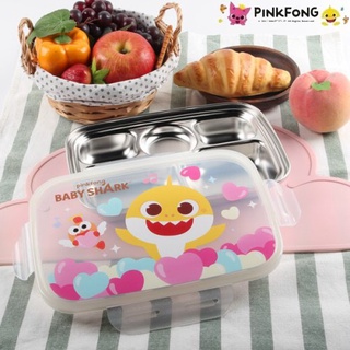 薇琪姐姐 韓國🇰🇷代購 PinkFong 碰碰狐 鯊魚寶寶 304不鏽鋼五隔餐盤 樂扣蓋便當盒 餐盒 韓國製 兒童餐具