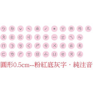 ◎【綠光艸堂】訂製鍵盤貼紙．採客製化‧Macbook‧圓形0.5cm‧粉紅底灰字‧純注音