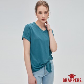 BRAPPERS 女款 不規則開衩打結造型上衣-藍綠
