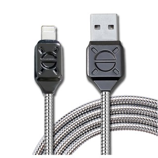 [趣嘢]1.8米蘋安線 鋅合金充電線 安卓micro+蘋果Ios兩用接頭 USB 304不鏽鋼 金屬充電線 防纏繞 趣野