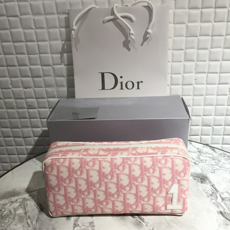 Dior 迪奧粉紅限量數字包 全新 正貨 超美 甜美時尚 超大容量 手拿包 化妝包 旅行收納包