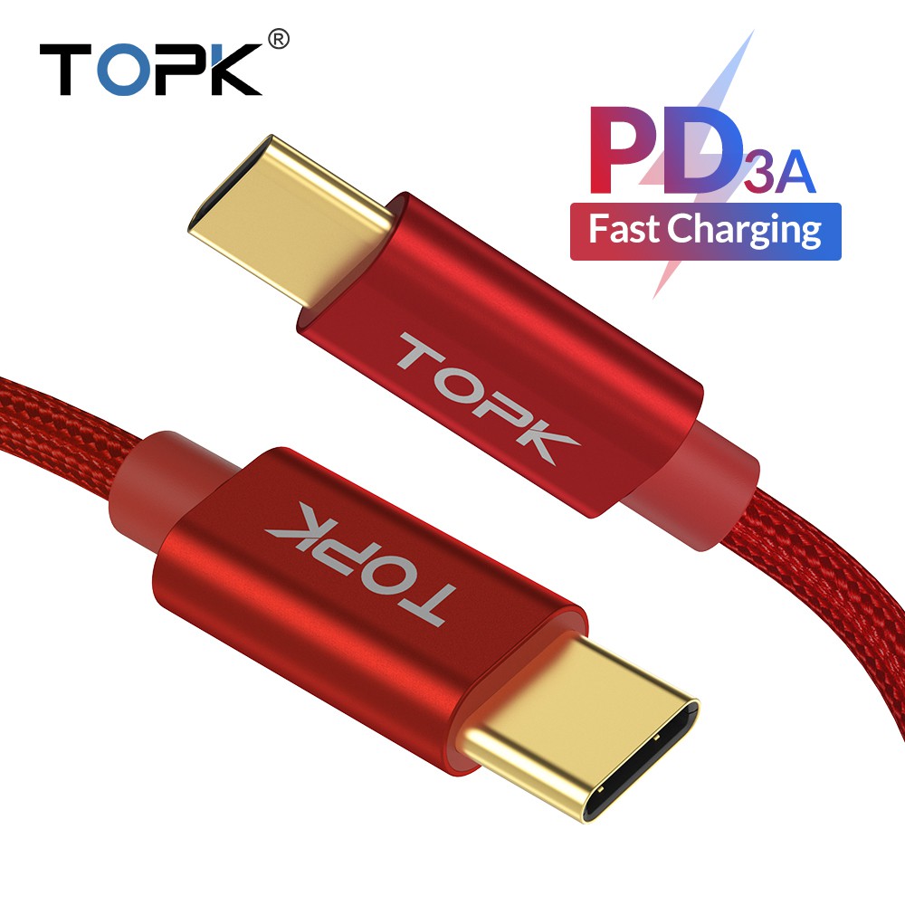 TOPK 60W 3A Type-C快充綫 PD QC3.0快速充電傳輸線用於三星 S10 S9 Plus