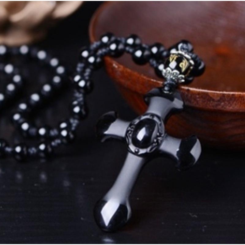 時尚男士骷髏項鍊個性哥特式朋克骷髏十字架黑色鋯石黑白十字嘻哈項鍊男士萬聖節生日禮物