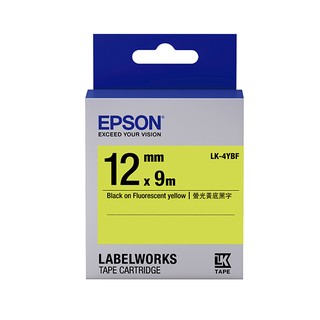。OA小舖。 EPSON 12mm 標籤帶(螢光) 黃底黑字 4YBF
