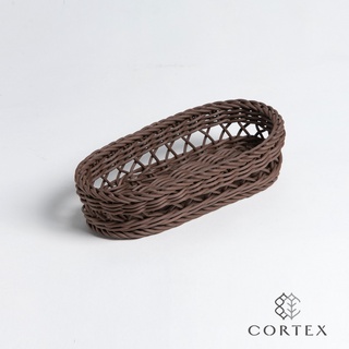 CORTEX 編織籃 仿藤籃 中空橢圓型 W28 深咖啡色