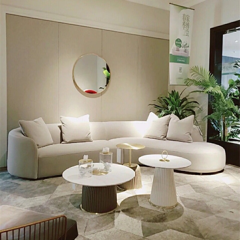 款紅多人布沙發網沙發創意樣板間客廳輕奢圓弧弧形彎小戶型設計師 iDk8