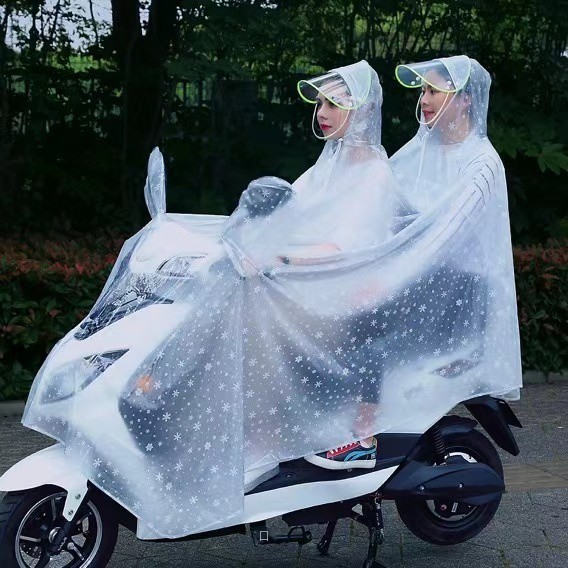 ☁雨衣雙人電動車騎摩托車電瓶車自行車女加大母子學生兒童透明雨披