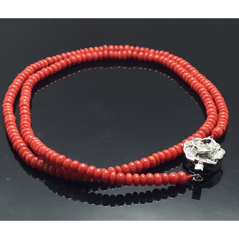 天然3.5mm紅珊瑚錢幣珠項鍊 紅珊瑚項鍊手鍊2用【CHUN 珠寶】