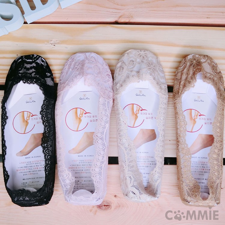 [台灣出貨 韓國製襪子]  止滑襪 蕾絲船型襪 蕾絲襪子 女襪子 女用襪子 韓國高級蕾絲舒適隱形止滑襪