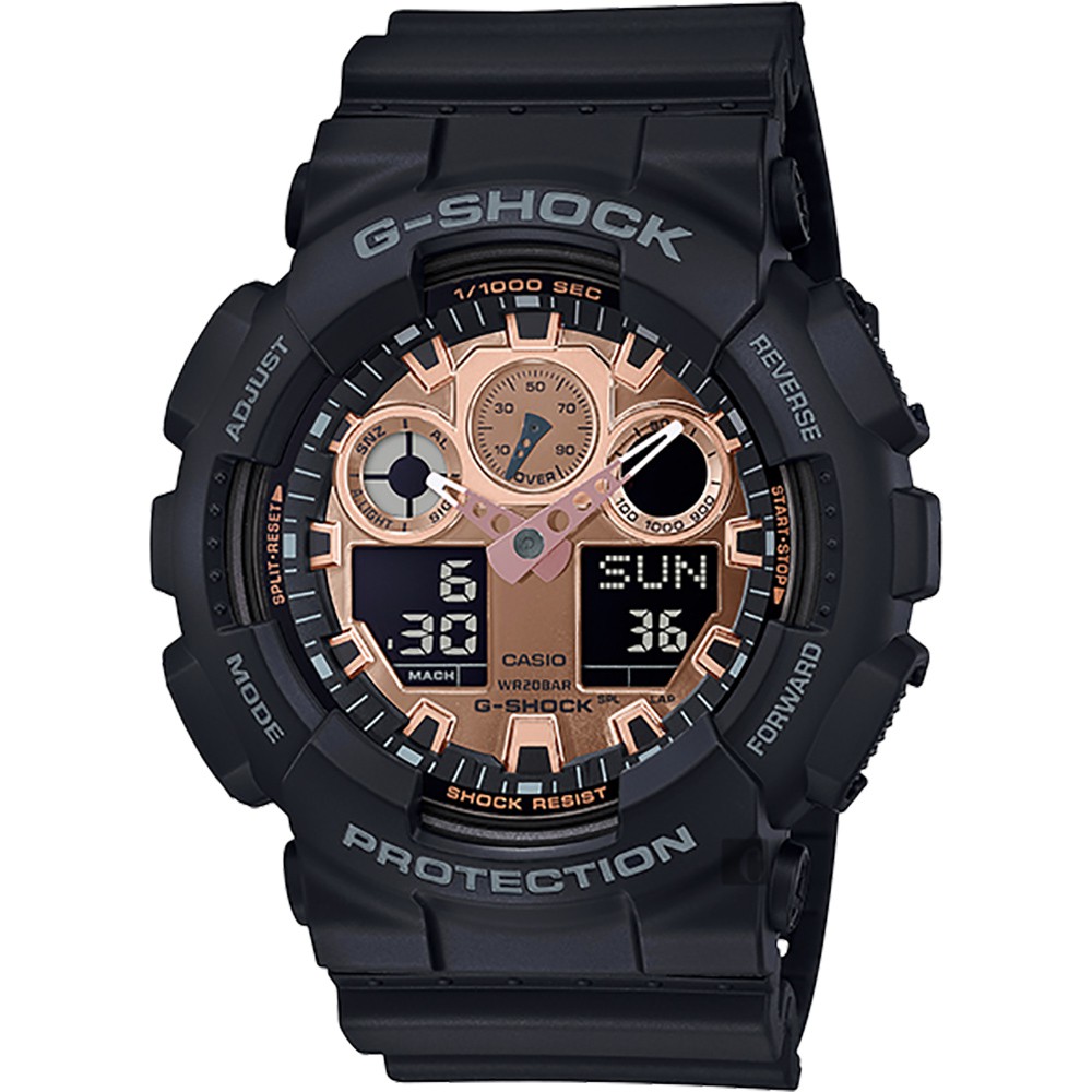 CASIO 卡西歐  G-SHOCK 重機玫瑰金手錶(GA-100MMC-1A)