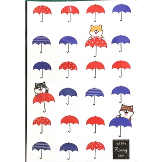 柴犬16k橫線線圈筆記本-雨傘