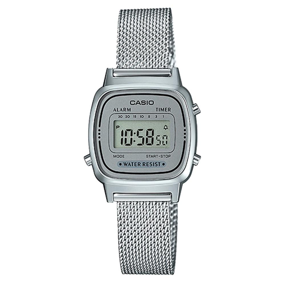 【CASIO】復古米蘭錶帶優雅電子錶-銀 (LA-670WEM-7)正版宏崑公司貨