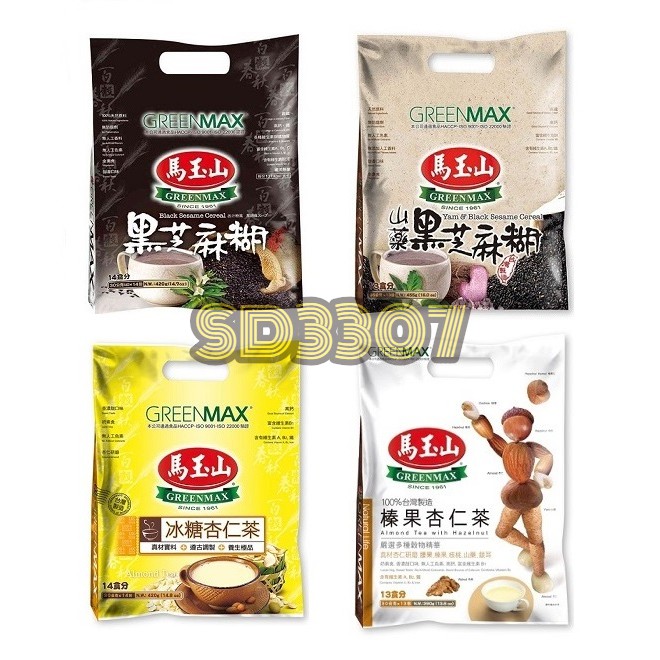 馬玉山 黑芝麻糊 山藥黑芝麻糊 冰糖杏仁茶 榛果杏仁茶30g 12包馬玉山沖泡包杏仁茶芝麻糊 蝦皮購物