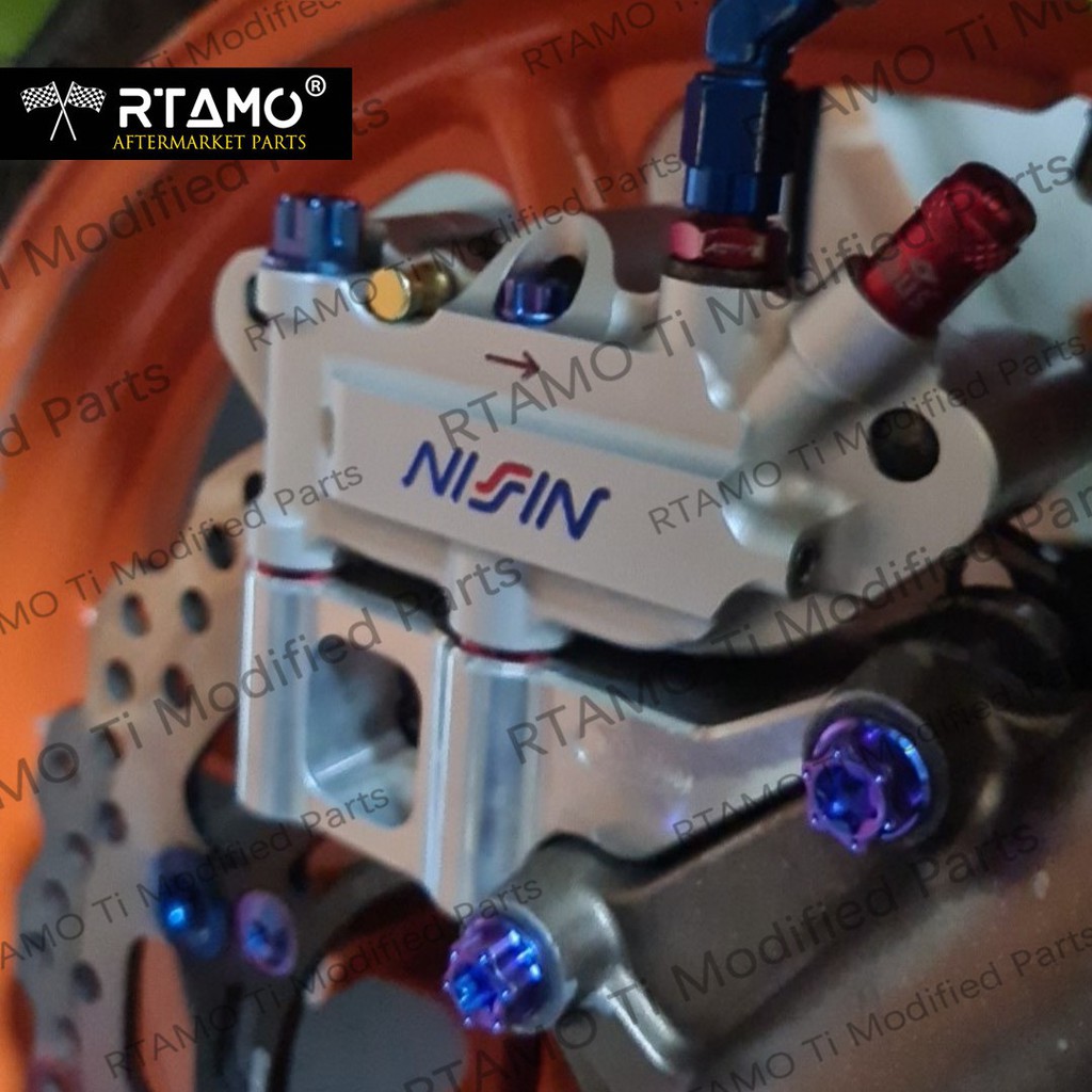 RTAMO | M8x15—50mm 1.25P 64正鈦 CNC開槽內星 卡鉗 減震螺絲 鈦銀色/藍紫色