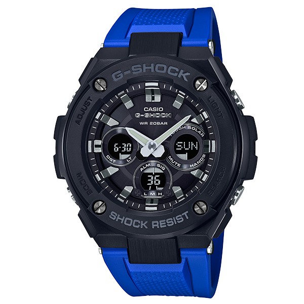 CASIO G-SHOCK GST-S300G-2A1 太陽能雙顯電子錶(黑X藍)