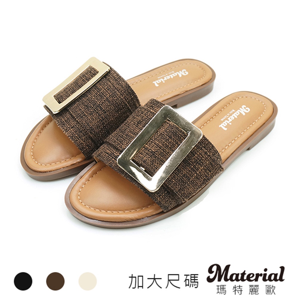 Material瑪特麗歐 拖鞋 加大尺碼方釦軟Q底拖鞋 TG50122