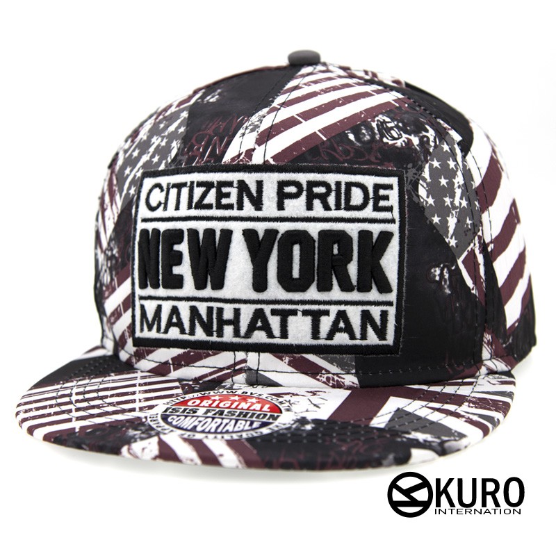 KURO-SHOP美國旗圖案NEW YORK電繡潮流板帽棒球帽