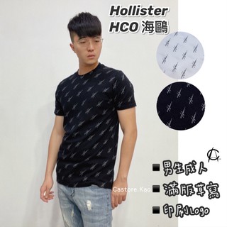 【Hollister】HCO 海鷗 男生短T 成人版型 印刷滿版草寫LOGO「加州歐美服飾－高雄」