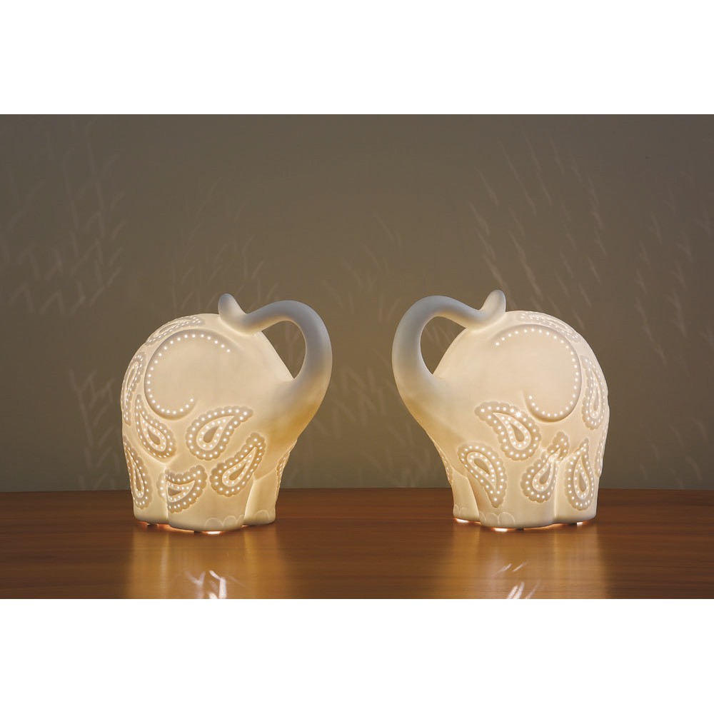 【飛利浦白金經銷商】可愛大象造型陶瓷玻璃桌燈 擺飾品 大象 陶瓷 玻璃 簍空 造型 桌燈 E14 LED 燈泡