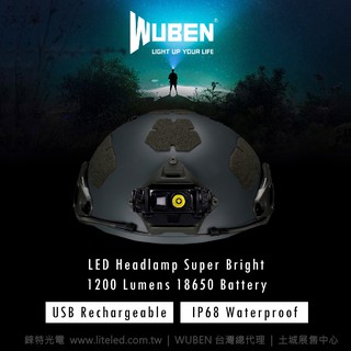 【錸特光電】WUBEN H1 1200流明 戰術頭盔燈 頭燈快拆底座 墨魚幹 HC65M HC60頭盔支架 軍警 軍用品