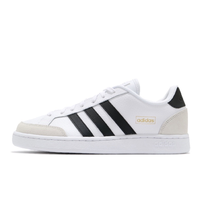 （元二商店）ADIDAS GRAND COURT SE 白黑灰 皮革 麂皮 拼接 復古風格 金標 百搭運動鞋FW3277