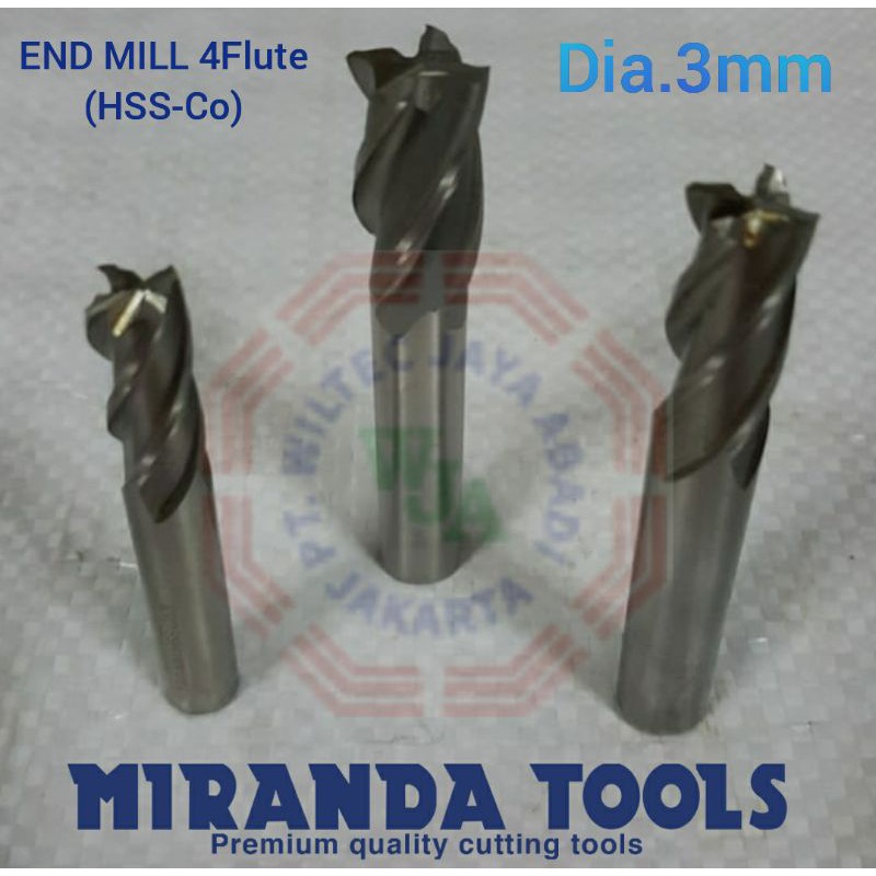 Mata 銑削立銑刀眼 3mm 4Flute HSS 鈷品牌 MIRANDA 工具