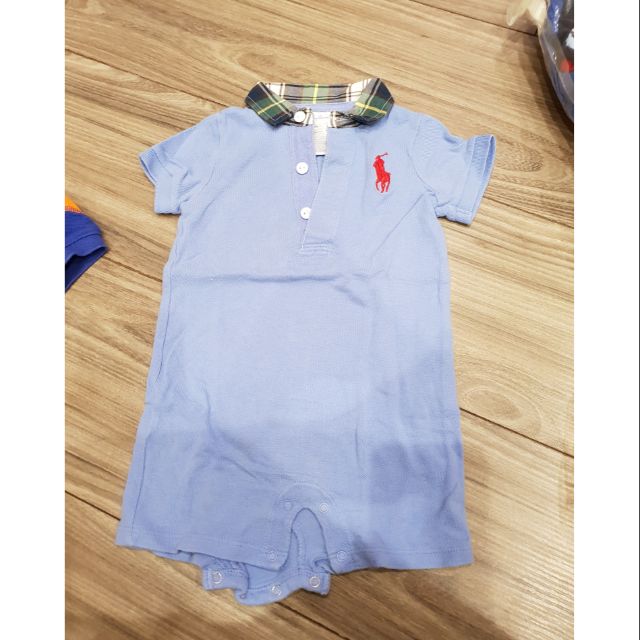 二手 9M 大馬 專櫃品Ralph Lauren Polo藍色連身衣 套裝 兔裝 包屁衣