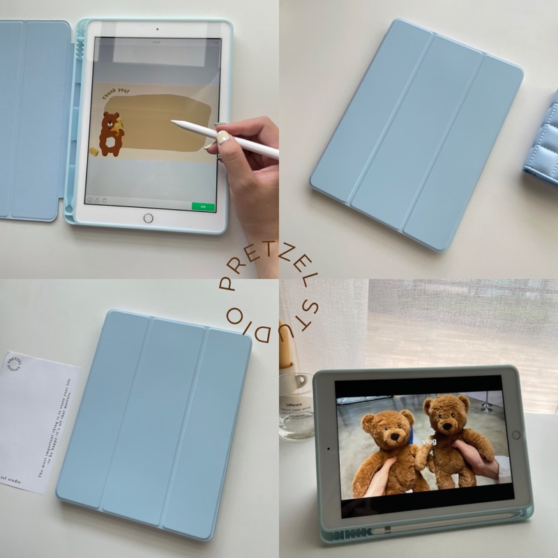 療癒的夏天 寶寶藍ipad防摔保護套 Apple Pencil筆槽 new iPad Pro mini