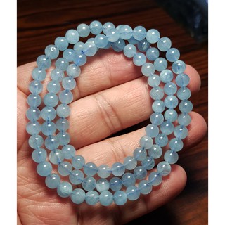 海藍寶手鍊 天然 5mm+ 手珠手鍊DIY串珠隔珠項鍊❤水晶玉石特賣#A1110