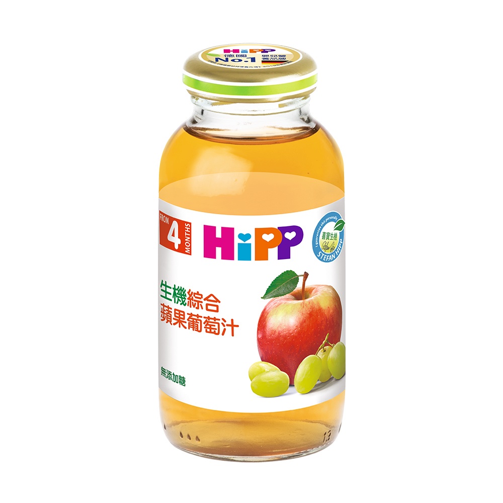 HiPP 喜寶 生機綜合蘋果葡萄汁 200ml 4個月以上適用【宜兒樂】
