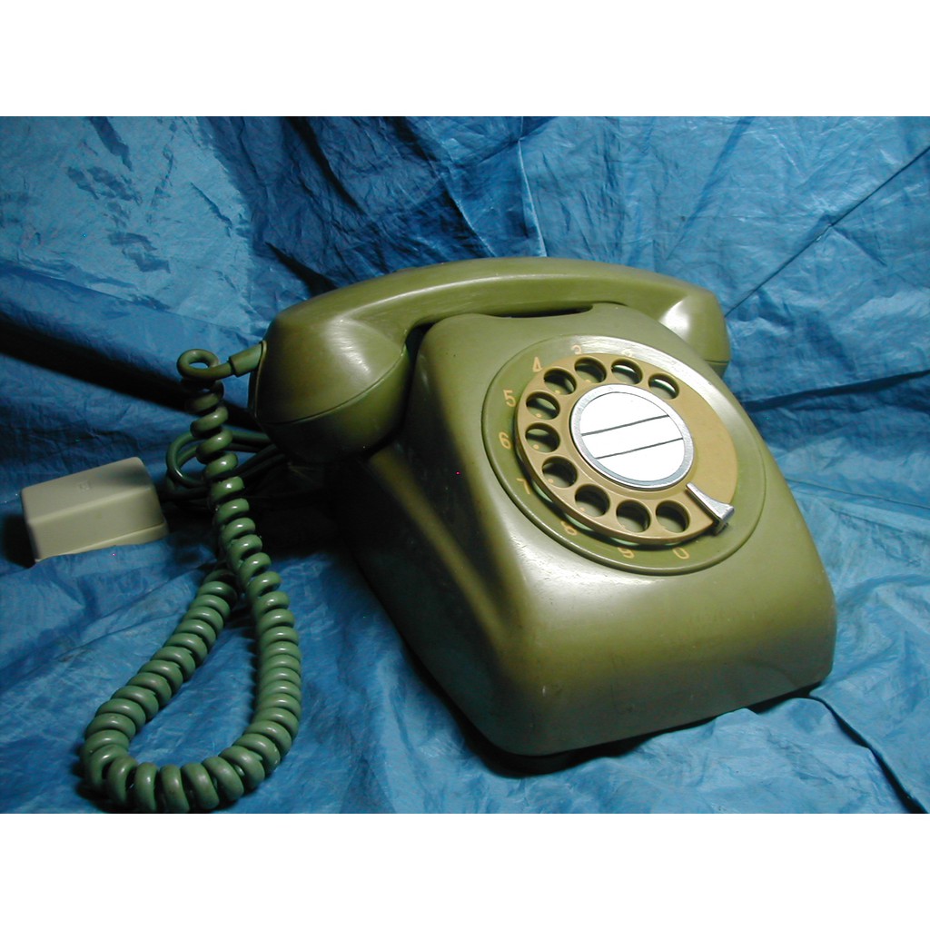 [布列格]早期電話 古董電話 撥盤電話 600型 深綠色 擺飾 收藏 附轉接盒 (請看說明欄)