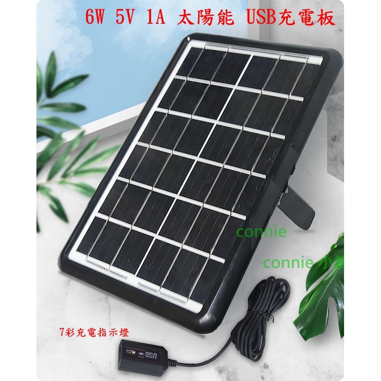 太陽能板 6W USB 供電 穩壓   7彩 可充行動電源 手機充電 戶外太陽 水池打氣 抽水馬達 太陽能燈CCCCCC