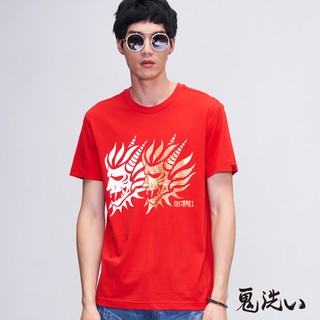 BLUE WAY 鬼洗 ONIARAI-側面雙鬼頭LOGO短袖TEE恤(紅)