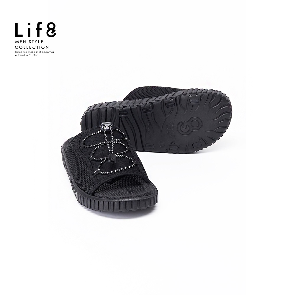 Life8-Sport 透氣感 餅乾拖鞋(可調節鬆緊)-19036-極緻黑