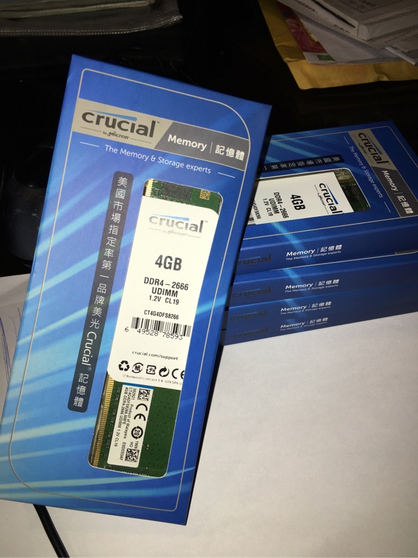【Micron 美光】桌上型 Crucial DDR4 2666 4G RAM 終身保固，捷元代理