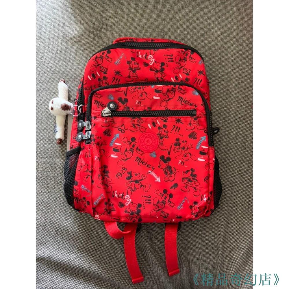 精品奇幻店》Kipling 猴子包K2064 中款紅色米奇週年聯名款Mickey 男女防水輕量防水雙肩背包後背| 蝦皮購物