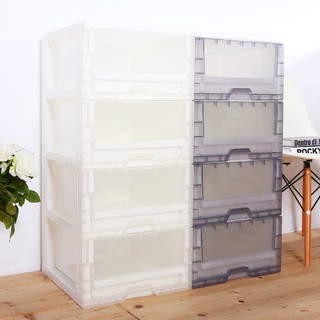 免運 MR.BOX 透明白衣物抽屜式4層收納櫃104；收納箱/整理箱/收納盒/衣櫥/鞋櫃/鞋櫃