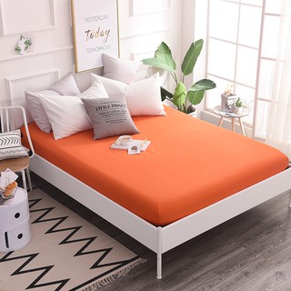 橘色簡約100%純棉床包 純色床包 全棉床包 單人床包 雙人床包 加大床包 特大床包 保潔墊 枕套枕頭套 吸濕排汗 素色