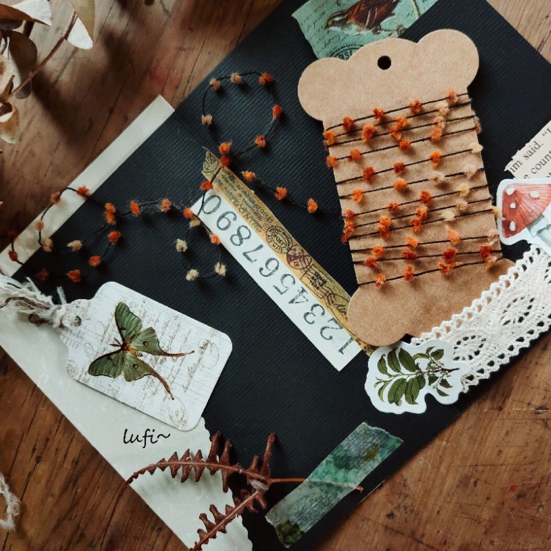 ♡no.647【橡實果實/特殊線 / 配線】 手混線 紗線  特殊線 毛線 手帳 耳環