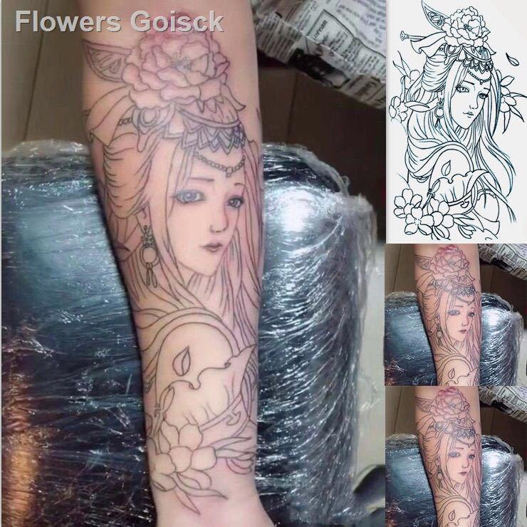 小七割線藝妓刺青色防水紋身貼男女款手臂花臂小腿持久仿真線條刺青貼 蝦皮購物