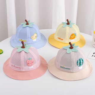 水果刺繡 兒童太陽帽 I 現貨 兒童帽子 嬰兒漁夫帽 春夏季新款 大嬰寶寶帽子網格