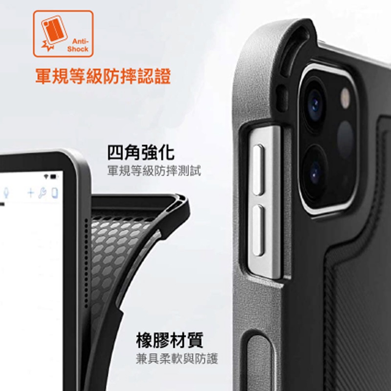 VAP 2in1 防摔含觸控板 2022 iPad 10 (10.9 吋) 藍牙無線鍵盤保護殼, 黑