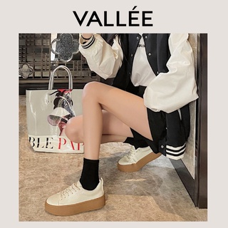 【VALLEE】✨現貨真皮女鞋✨真皮舒適透氣！厚底小白鞋女鞋新款白色小眾運動休閒鞋百搭熱門增高板鞋休閒鞋運動鞋德訓鞋