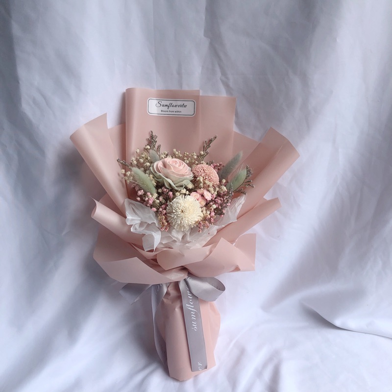 雙色擴香玫瑰花乒乓菊乾燥畢業花束禮物 蝦皮購物