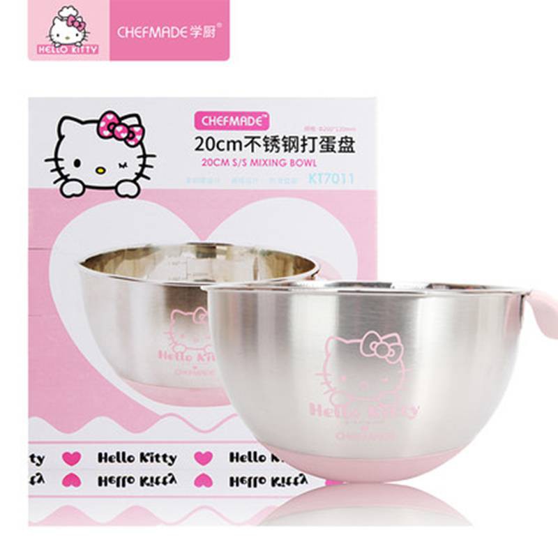 ✠✾🌟【當天出貨】chefmade學廚HELLO KITTY(凱蒂貓) 20cm不銹鋼打蛋盆 家用烘焙工具