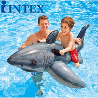 INTEX 57525 3D寫實鯊魚充氣坐騎 動物造型坐騎 有手把 兒童水上充氣玩具浮排 迷露森活