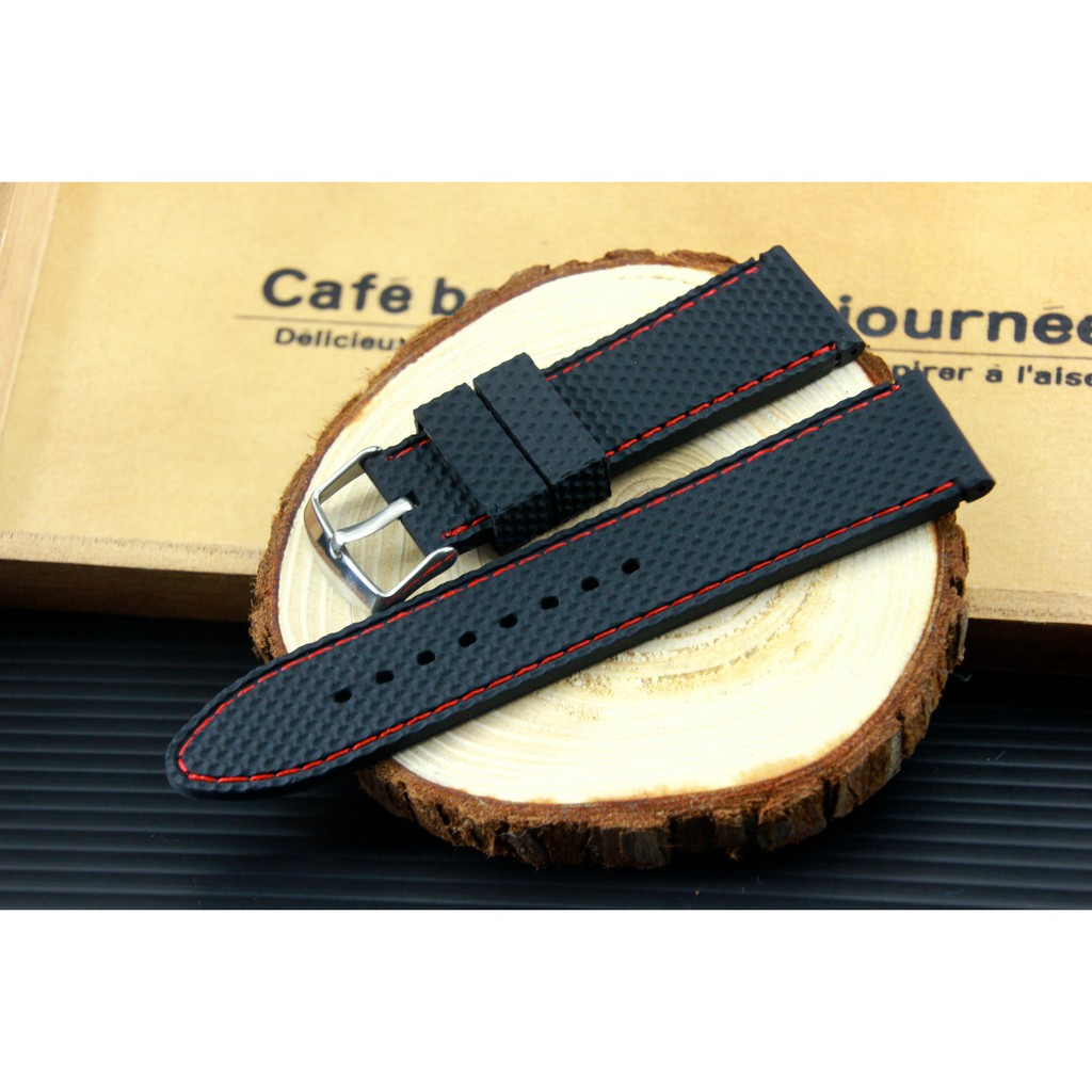 24mm or 22mm 20mm網紋賽車疾速風格矽膠錶帶,不鏽鋼製錶扣,紅色縫線,雙錶圈,di esel oris