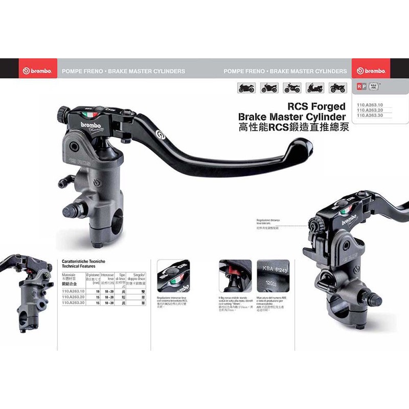 『XZ』BREMBO 直推式 直推 總泵 RCS 分泵 14/15/16/17/19 含配件 勁戰/JETS/雷霆S