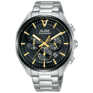 ALBA 雅柏 VD53-X366D(AT3G79X1) 時尚三眼計時腕錶/黑 42mm