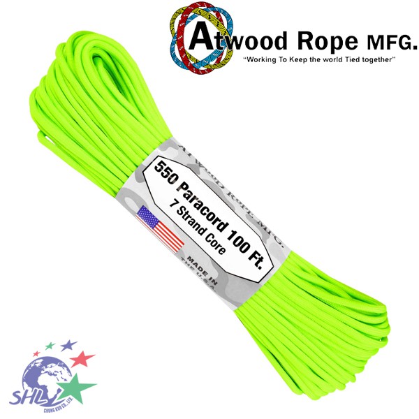 Atwood Rope 美國專業傘繩 - 亮綠色傘兵繩 / 100呎 - S18-Neon Green 【詮國】